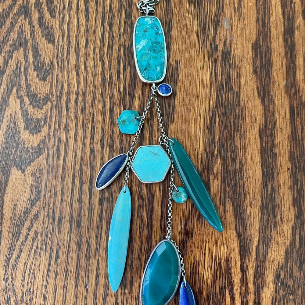 SILPADA Go Geo Necklace 28" lapis,magnesite,agate,turquoise,sterling handcrafted